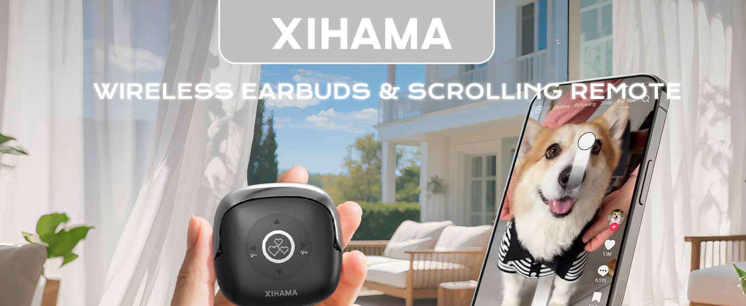 xihama B5 Tiktok Scrolling Remote Control with Wireless Earbuds