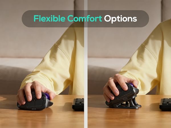 Nulea M511 Wireless Trackball Mouse, Rechargeable Ergonomic Thumb-Control Mouse with Tilt Stand