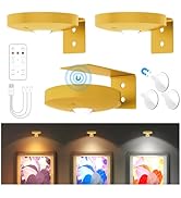 Yiliaw Rechargeable Picture Lights with Remote Control 3 Pack, Gold