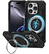 Magnetic for iPhone 16 Pro Case with 360° Ring Stand,Compatible with MagSafe, Rotatable Swivel Ri...
