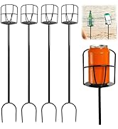 Cididu Set of 4 Drink Holder Stakes, Metal Outdoor Beverage Holder Stakes, Beer Cup Holders, Port...