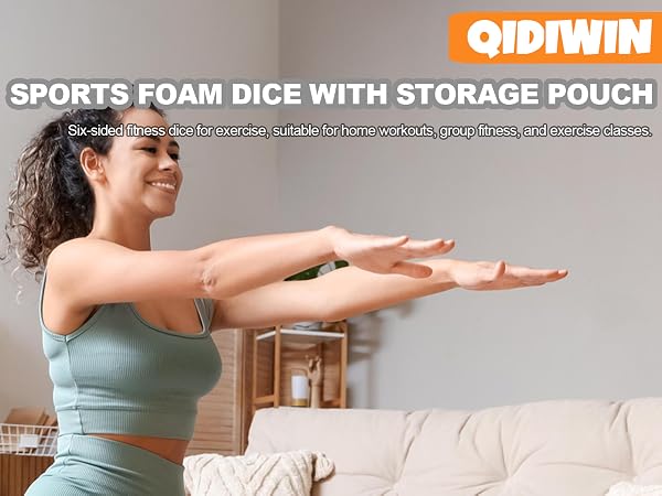 Qidiwin Exercise Foam Dices with Storage Bag-Workout Dice Six-Sided Fitness Dice