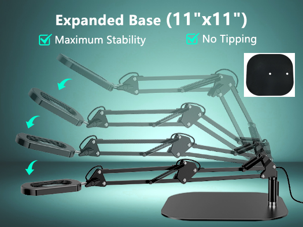 Desk magnifying lamp magnifying glass with light for crafts with Square stand clamp