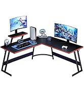 Lufeiya Black L Shaped Gaming Desk - 51 Inch Computer Corner Desks, Carbon Fiber Surface PC Desk ...