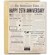 FANCYLUCKY Jumbo 25th Anniversary Card for Husband Wife Couples, Big 25 Year Anniversary Card Gif...