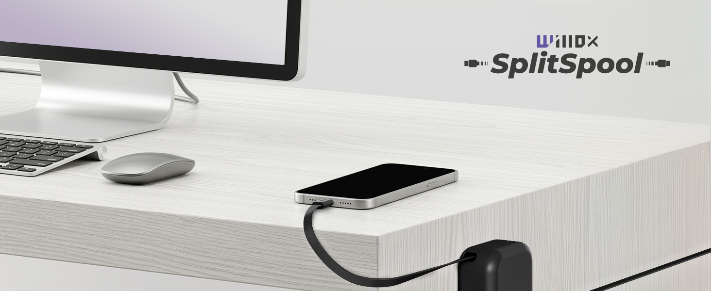 Willox SplitSpool charging on a desktop