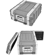 4U ABS Rack Case Shallow 12" Depth, 19" Rackmount Flight Road Travel Case, Waterproof Protective ...