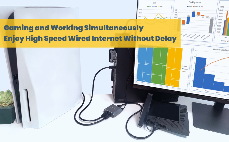 Gigabit Ethernet Splitter 1 to 2
