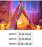 Super RGB Color Changing Globe String Lights, 66ft Smart RGB-IC Fairy Lights with Remote &amp; APP Co...
