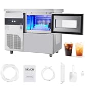 VEVOR Commercial Ice Maker Machine, 132 lbs/24H Stainless Steel Ice Machine with Worktop, 30 lbs ...