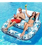 JCLEAL Pool Floats Lounger, Inflatable Pool Floaties Rafts Adult Extra Large Recliner Tanning Lou...