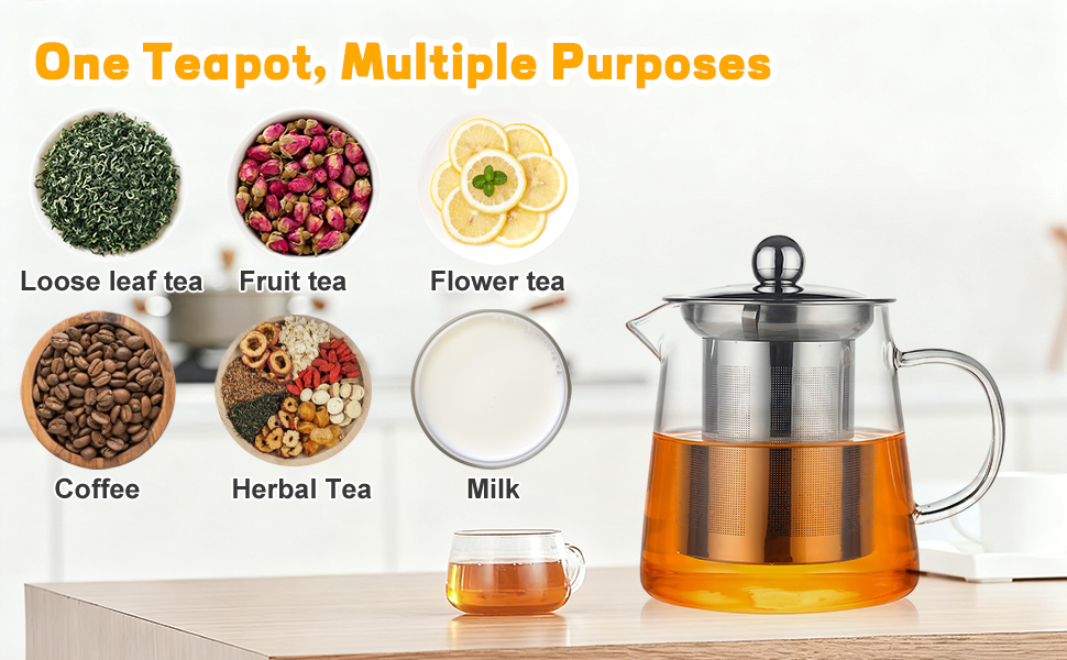 Glass Teapot with Stainless Steel Infuser