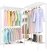 Garvee Portable Clothes Rack Heavy Duty Garment Rack, L-Shaped Closet Wardrobe with Adjustable Sh...