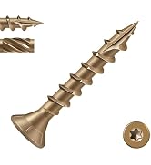 BNUOK #8 Deck Screws 1 Inch Exterior Decking Wood Screws Heavy-Duty Outdoor Torx Drive Head,Bronz...