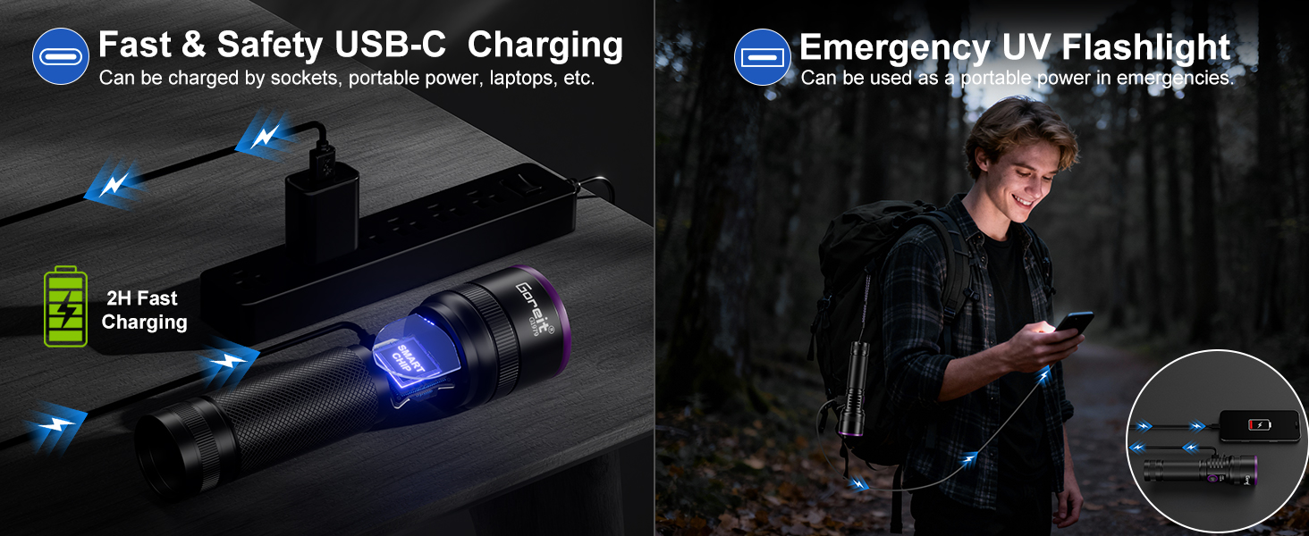 365nm rechargeable flashlight