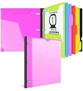 INFUN 1 INCH All-in-one Telescoping Binder Notebook- 2PCS, 3 Ring Binder with 1 Plastic Movable P...