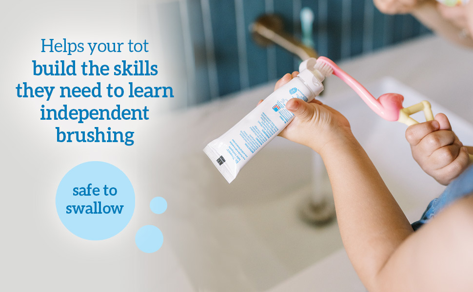 Safe to swallow, helps our tot build the skills the need to learn independent brushing