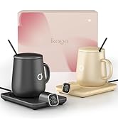 2Pcs Heated Coffee Mug Warmer &amp; Mug Set - Heated Mug Warmer Plate with Auto Shut Off, 1°F Precise...