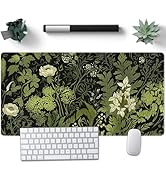 Nasdalgias Floral Desk Mat Green Leaves Plant Desk Pad Matt for Desktop Large Gaming Mousepad XXL...