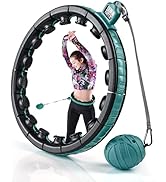 Teal Elite Smart Weighted Hula Hoop for Adults Weight Loss– Fully Adjustable with 16 Detachable K...