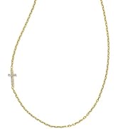 Kendra Scott Cross Inline Pave Necklace, 18k Gold Vermeil, White Topaz
