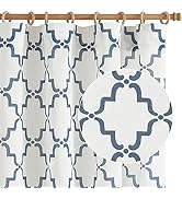 jinchan Linen Curtains Moroccan Trellis Print Curtains for Living Room Blue Farmhouse Curtains 84...