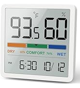 NOKLEAD Hygrometer Indoor Thermometer, Desktop Digital Thermometer with Temperature and Humidity ...