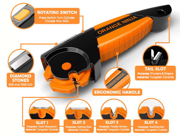 Knife Garden Tool Multi-Sharpener for Lawn Mower Blade, Axe, Hatchet, Machete, Pruner, Hedge Shears