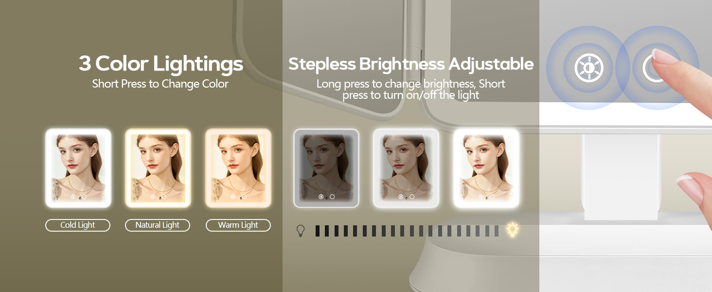 travel magnifying mirror with light