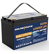 GOLDENMATE 12V 100Ah LiFePO4 Battery, Up to 15000 Deep Cycles Group 31 Lithium Battery, Built-in ...