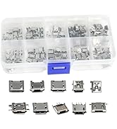 Yetaida 10 Types Micro USB Port Kit Female Jack Plug Connector, 5-Pin Micro USB Sockets Kit for M...