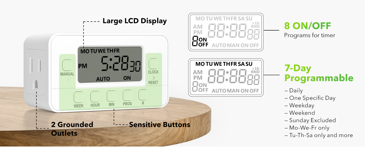 programmable timer outlet up to 8 on/OFF