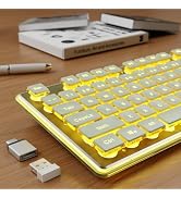 Wireless Keyboard with Warm Backlit, Quiet, Rechargeable, 2.4GHz, Green | Light Up Letters, 2000m...
