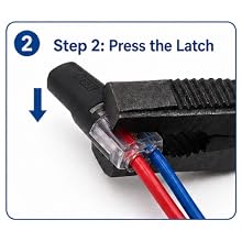 press latch on wire connector