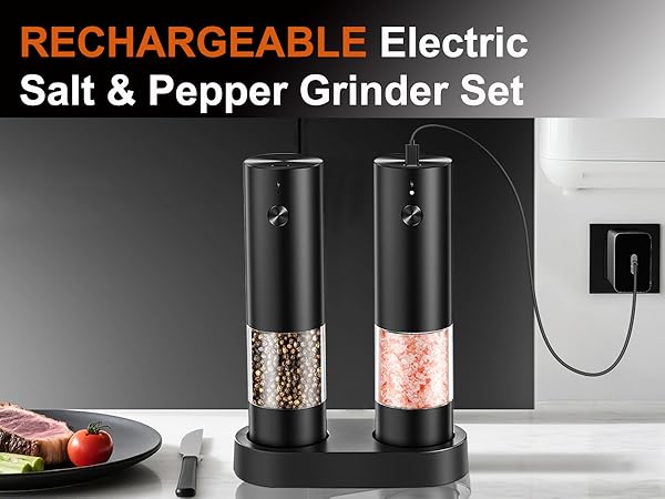 Electric Salt and Pepper Grinder Set