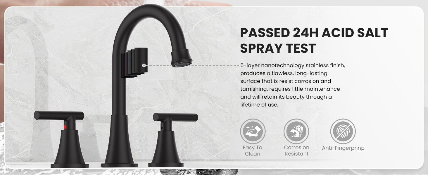 Matte Black Bathroom Sink Faucet Bathroom Faucets for Sink 3 Hole Faucet for Bathroom Sink Vanity RV
