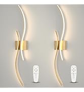 CANEOE Modern Wall Sconce Set of Two with Remote Control, Dimmable Indoor Led Wall Sconce Lightin...