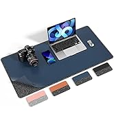 Leather Desk Pad, Large Double Felt Desk Mat for Protect Your Privacy, Gaming Mouse Pad, 31.5"x15...