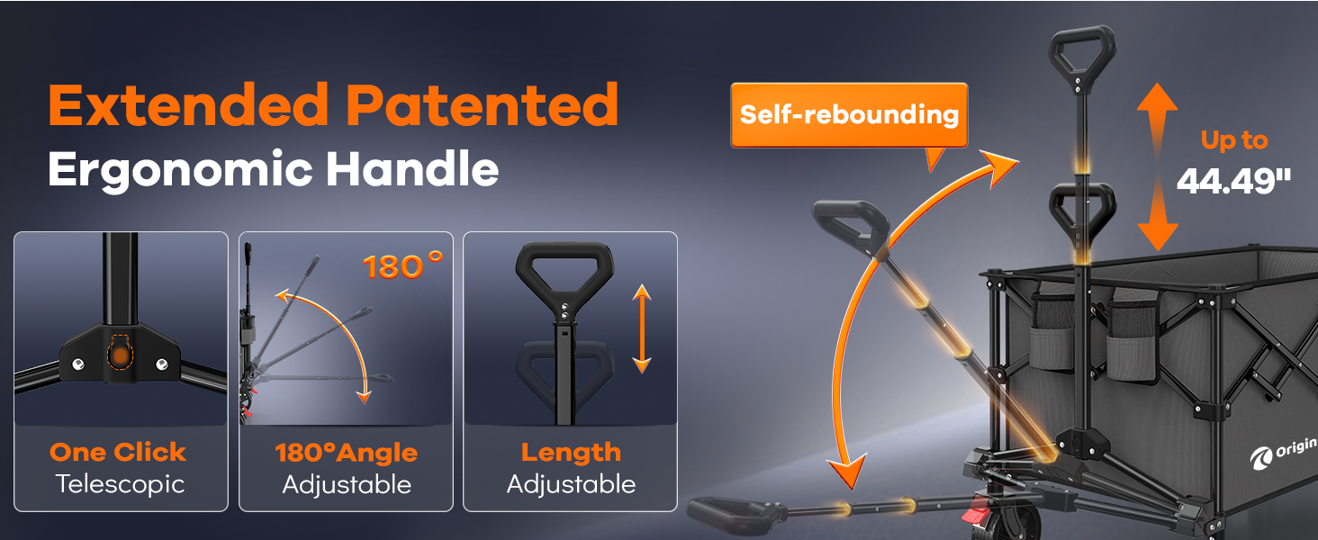 anti-drop extended patented adjustable ergonomic handle up to 44.49&amp;#39;&amp;#39;