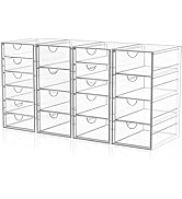 YFXCVSL Acrylic Makeup Organizer with 19 Drawers, 4 Pack Clear Storage Drawers, Bathroom Makeup O...