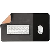 HAUTOCO Cork Desk Mat 23.6''x13.7'', Distressed PU Leather &amp; Cloth Desk Pad | Waterproof, Non-Sli...