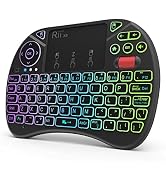 Rii X8 Mini Keyboard,2.4GHz Portable Wireless Keyboard with Touchpad Mouse,RGB Backlit,Rechargeab...