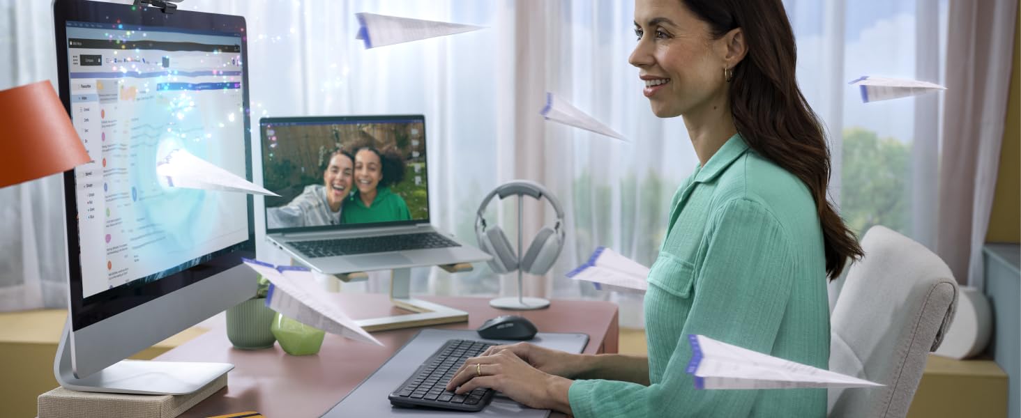 Signature Slim K950 Wireless Keyboard with Sleek Design, Switch Typing Between Devices, Quiet Typing