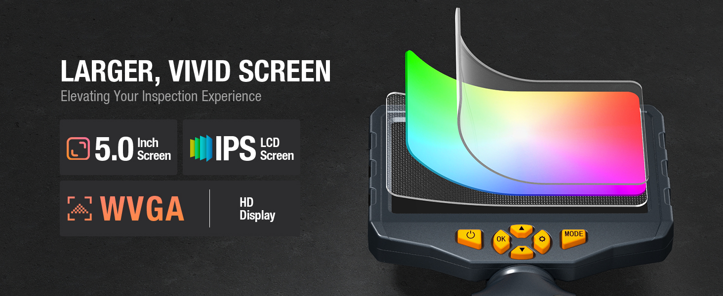 endoscope borescope inspection camera scope with 5.0 inch IPS Screen Display