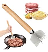 304 Stainless Steel Meat Chopper,Food Grade 6-Blade Ground Beef Chopper Potato Masher Hamburger S...