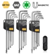 AMTOVL 27-Piece Magnetic Hex Key Set - S2 Steel SAE &amp; Metric Allen Wrenches Set with Ball End Ext...
