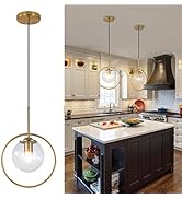 RIIGOOG 9.8-inch Modern Globe Pendant Lights Mid Century Adjustable Hanging Light Fixture with Go...