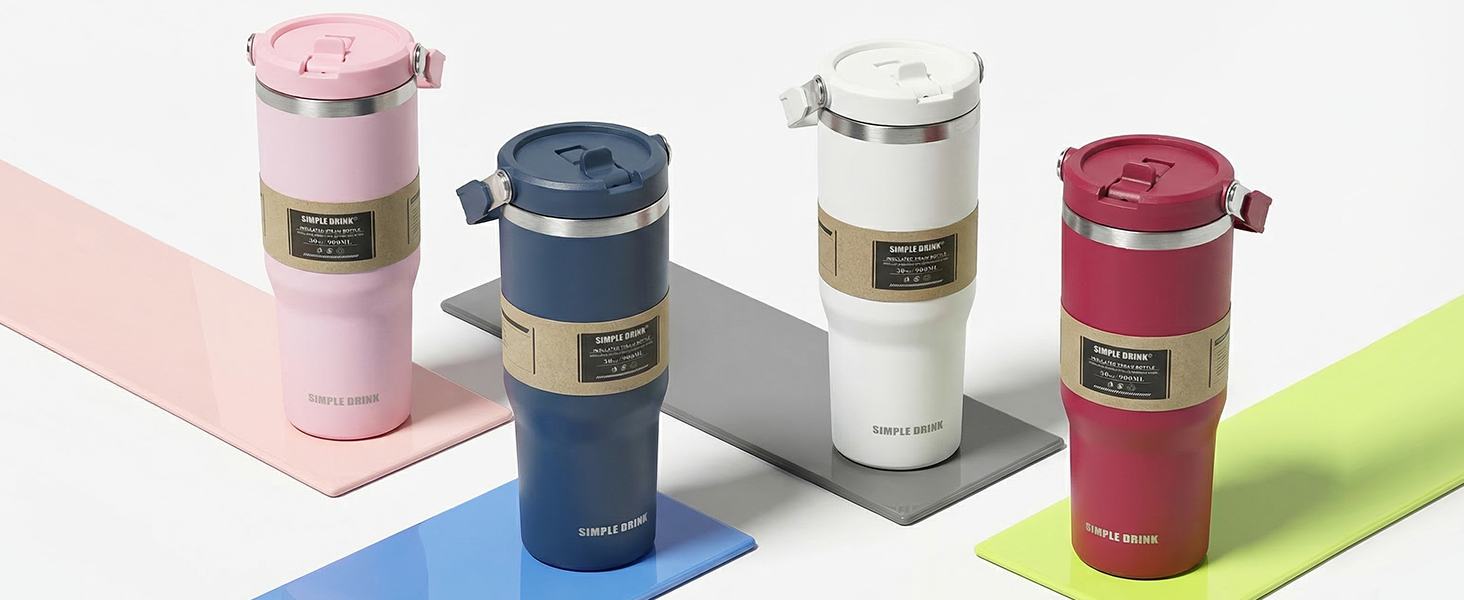 multiple color water bottle; insulated tumbler; stainless steel water bottle; reusable water bottle