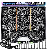 mxuteuk 1220PCS #8#10 Black Self Tapping Screws,410 Stainless Steel Self Drilling Screws for Meta...