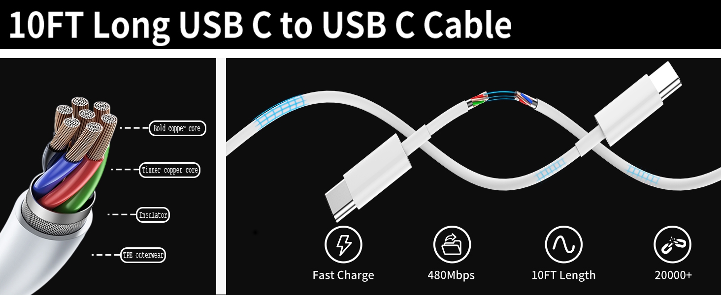 iphone 17 charger fast charging 10ft usb c cable cord